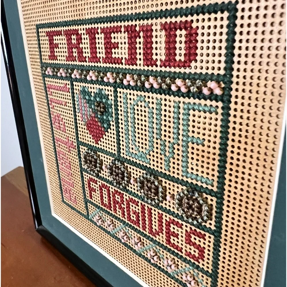 Framed 7 x 7 Crosstitch picture “Friend”